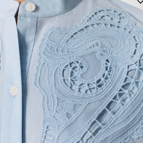 RAG & BONE Beautiful Soft Blue Embroidered Button Down Shirt Sz M NEW $248!! - Picture 5 of 8